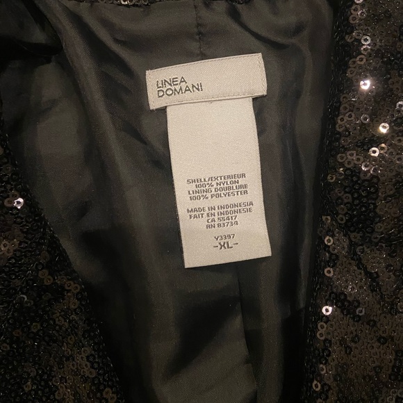 Linea Domani Black Sequin One Button Long Blazer XL - Picture 7 of 11